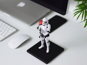 toy darth vader acting as security for website