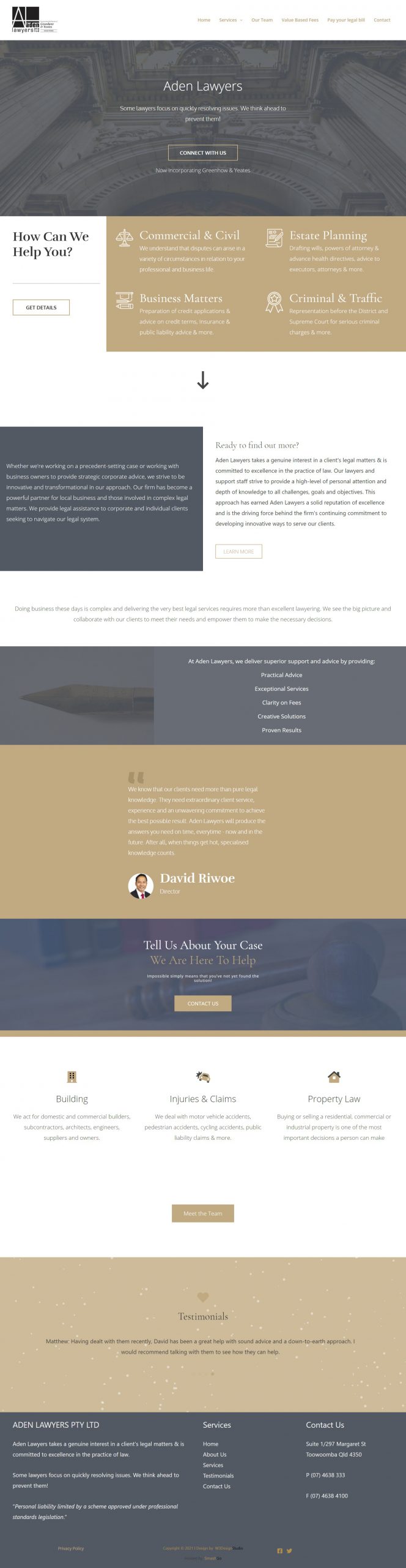 Aden Lawyers homepage screenshot